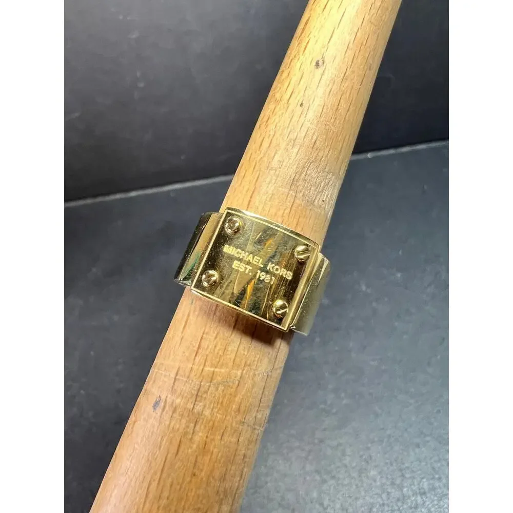 Michael Kors Gold Tone Wide Band Ring Size 6 Est 1981